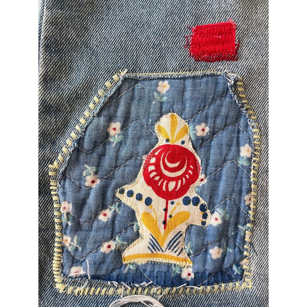 Custom Reworked Patchwork Denim Skirt Size 34 - Picture 2 of 6